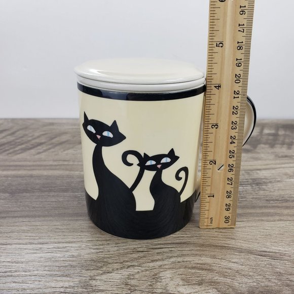 HUES N BREWS Black Siamese Cat Cattitude Tea Cup Infuser Set in Beige & Black - Picture 11 of 13